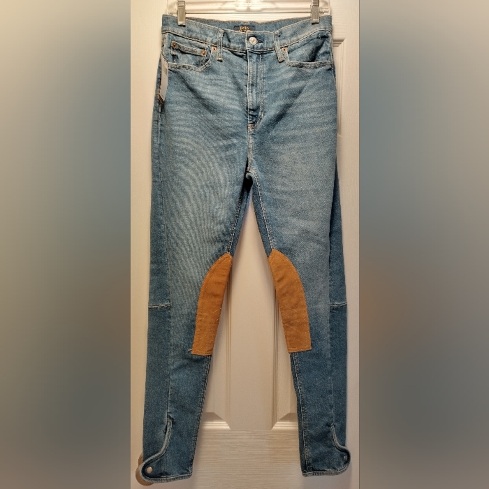 Ralph Lauren Light Blue Skinny Jeans with Tan Knee Patches - Picture 15 of 15